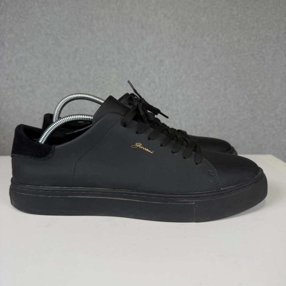 Giovvani Men's Size 12 The Lorenzo Black Leather Sneakers Fashion